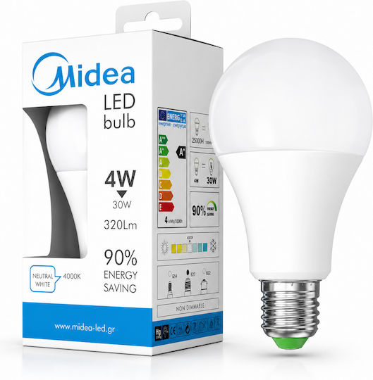 Midea LED Bulb 4W for E27 Socket and A60 Shape Natural White 320lm
