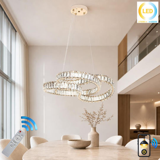 Keskor Κρεμαστό Φωτιστικό Χρυσό LED με Κρύσταλλα 60x45x18εκ.