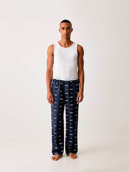 Calvin Klein Καλοκαιρινό Ανδρικό Παντελόνι Πιτζάμας Βαμβακερό Μπλε Calvin Klein Καλοκαιρινό Ανδρικό Παντελόνι Πιτζάμας Βαμβακερό Μπλε