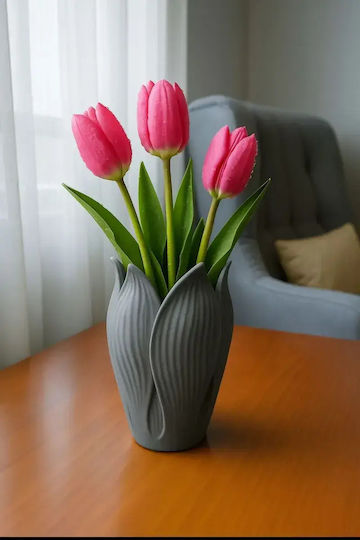 SteweHome Decorative Plastic Grey Vase 20x20xH20cm