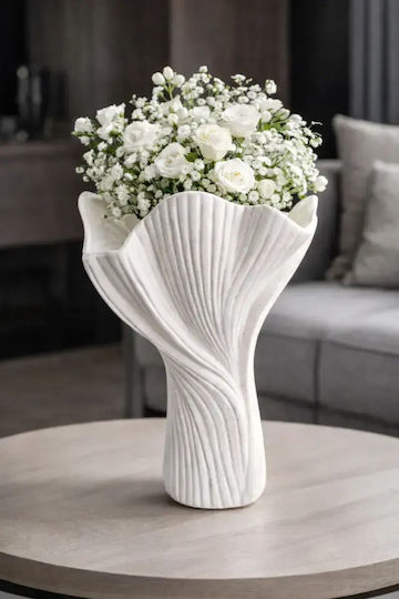 SteweHome SteweHome Dekorative Vase Kunststoff Weiß Y25cm