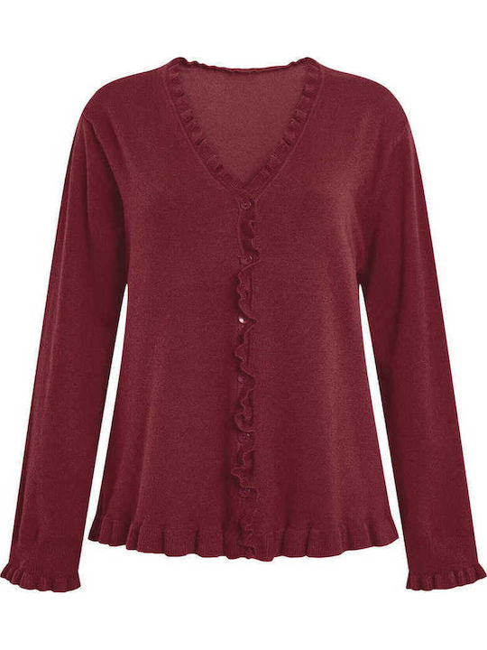 Celestino Strickjacke Für Damen Mit Volant Burg...