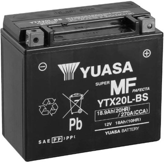 Yuasa Motorcycle Battery YTX20L 270A with Capacity 18Ah