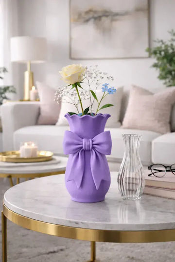 SteweHome Vază Decorativă Din Plastic Violetă Y19cm