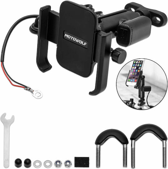 Motowolf Motorcycle Phone Mount with Adjustable Arm 3.5" for Handlebar