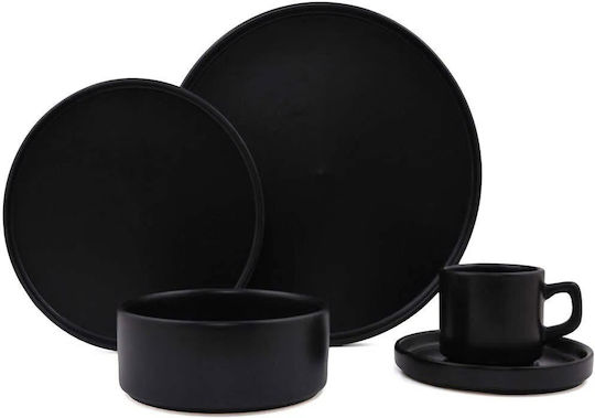 Hermia Negru Ceramică Set de Vase 18buc