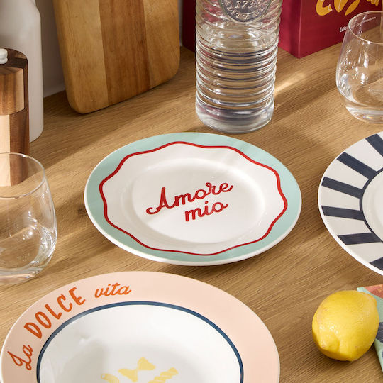 S-d Dessert Plate from Porcelain Red with Diameter 20cm