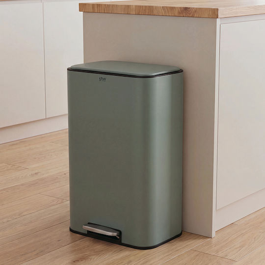 5Five Waste Bin Metallic with Pedal 30lt Green