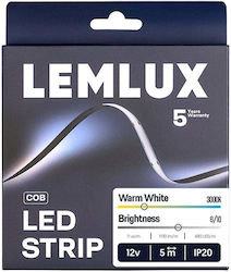 Lemlux Bandă LED 12V Lumină Alb Cald 5m Tip COB