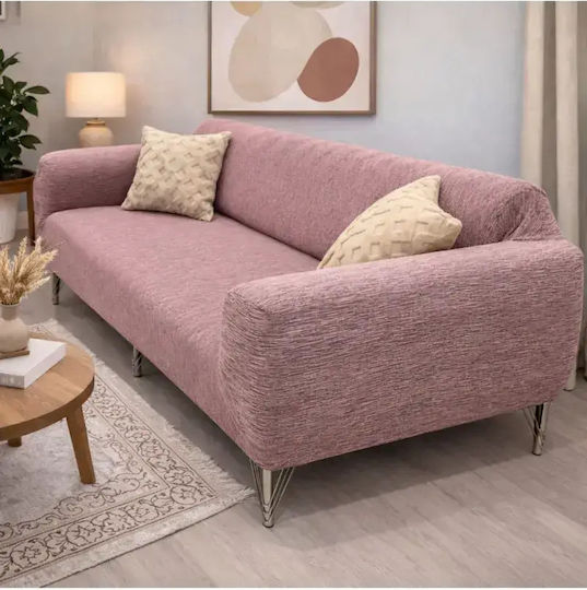 SteweHome Elastic Cover Three Seater Sofa Pink 195x230cm