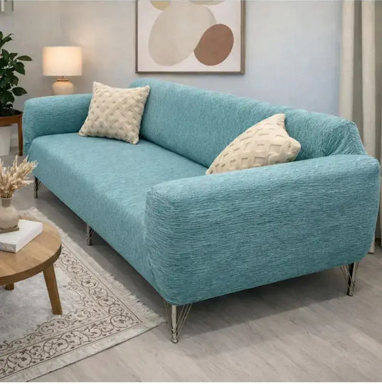 SteweHome Elastische Abdeckung für Dreisitziges Sofa Türkis 195x230cm