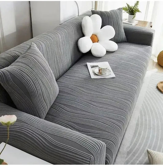 SteweHome Еластично Кърпено За 3-Местен Диван Сив 195x230см
