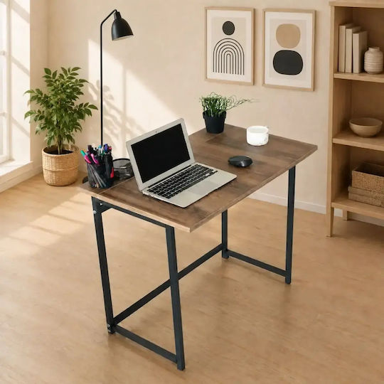 Birou Din Lemn Negru Cu Picioare Metalice 80x50x73cm