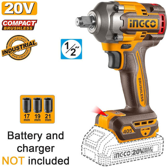 Ingco CIWLI20451 Акумулаторен гайковерт 20V Solo с вложка 1/2"