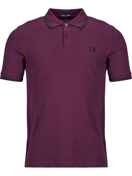 Fred Perry Polo Bluză Cu Mânecă Scurtă Burgundy