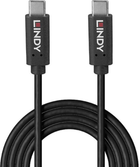 Lindy Cablu Video USB-C Masculin - USB-C 100W PD Negru 8m