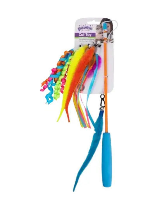 Pawise Multi-pack Cat Teaser Băț Interactiv Pentru Pisici Pene Panglici Clopoței Jucării 40 Cm