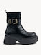Black Ankle Boots Metal Buckle Chunky Sole