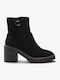 Black Suede Ankle Boots Decorative Zipper Ring