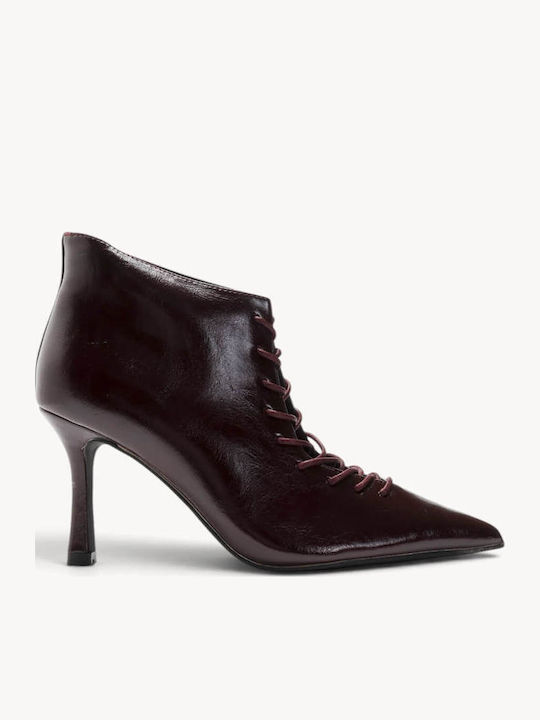 Burgunder Stiefeletten Damen mit Schnürsenkeln ...