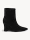 Black Ankle Boots Pointed Toe Wedge Heel