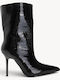 Black Crocodile Patent Leather Ankle Boots Stiletto Heel