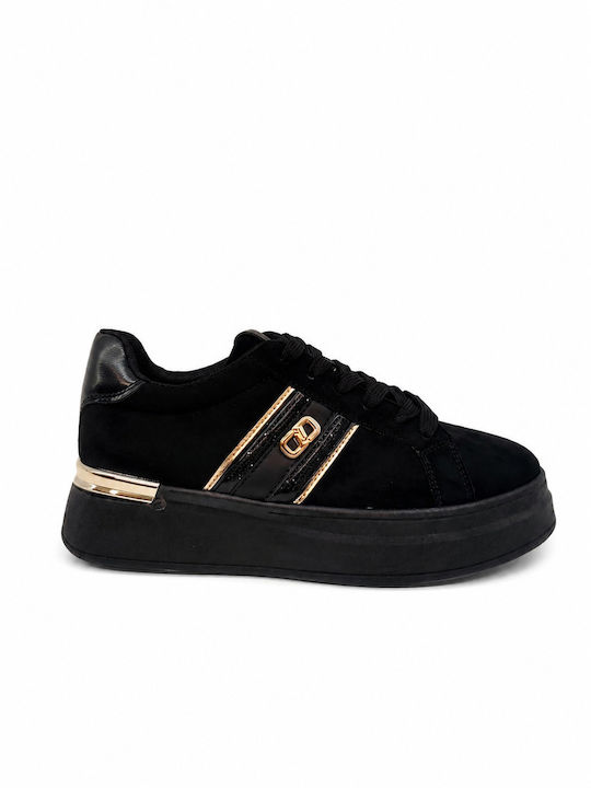 Mix Feel Flatforms Sneakers Μαύρα