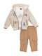 Kids Sweatpants Set With Jacket With Top Beige 3 Pieces