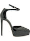 Leather Heels with High Heel Black