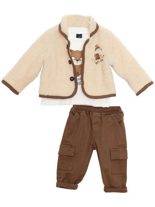 Kids Set With Pants Winter 3 Pieces Ecru