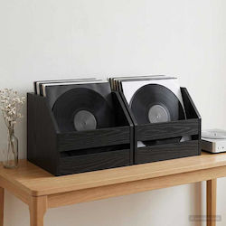 vidaXL Vinyl Album Box 2 pcs Black Oak 38 x 30 x 29 cm