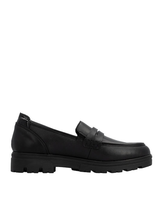 Damen Mokassins Aus Leder in Schwarz Farbe