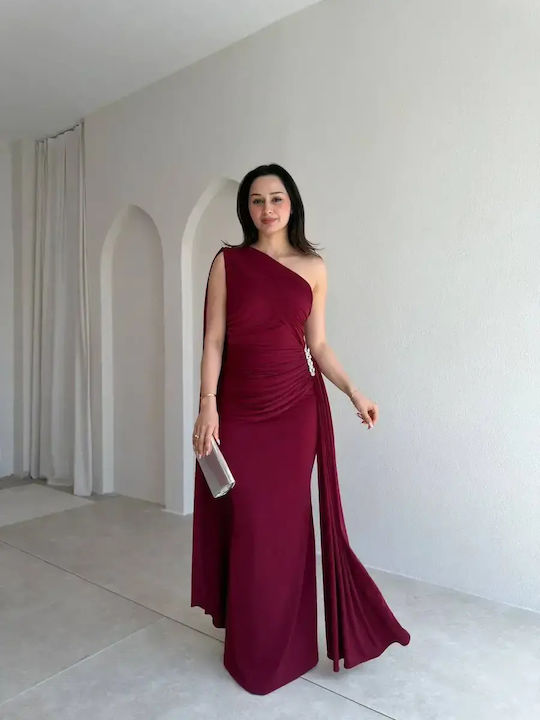 Maxi Dress for Wedding Christening with Tulle Burgundy
