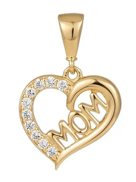 Hängender Charm Herz aus 9K Gold mit Zirkon