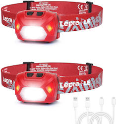 Lepro Rechargeable LED Headlamp IPX4 with Maximum Brightness 300lm 2pcs