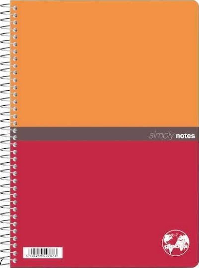 Globus Τετράδιο Ριγέ Β5 5 Θεμάτων Simply Notes Πορτοκαλί