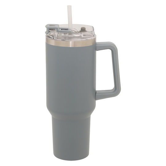 5Five Sticlă Termos Oțel Inoxidabil 1.2lt Gri cu Mâner și Pai
