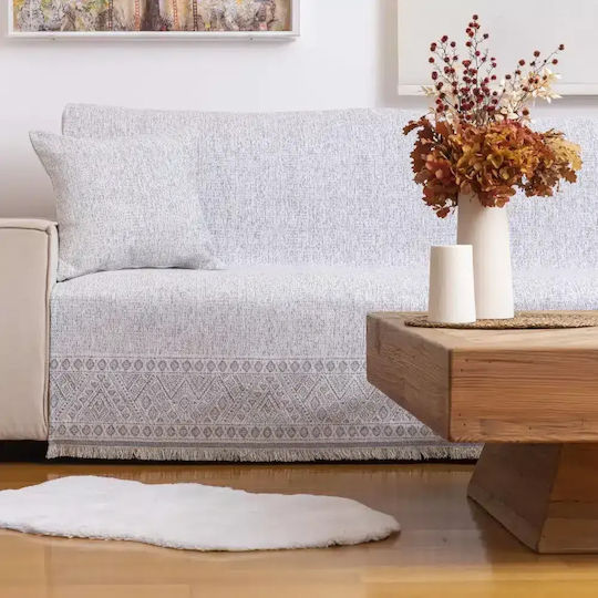 Borea Armchair Throw Chenille 180x180cm Ecru