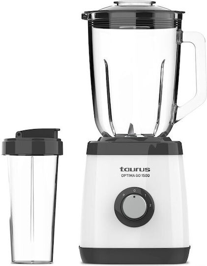 Taurus Optima Go 1500 Μπλέντερ με Γυάλινη Κανάτα 1.5 lt 1500W Λευκό