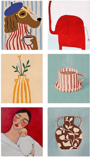 Canvas Painting Art Set 6 Pieces 651mrt2270 20x30cm Multi Wallity Vertical Canvas