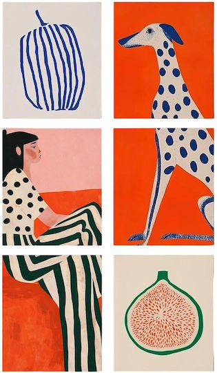 Canvas Painting Art Set 6 Pieces 651mrt2276 20x30cm Multi Wallity Vertical Canvas