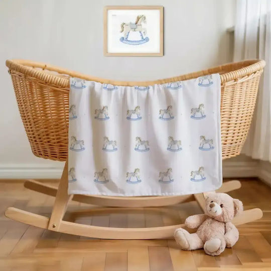 Borea Set Baby Cradle Sheets Cotton Woodenhorse Light Blue 70x120cm