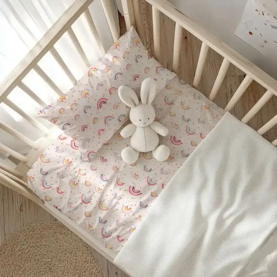 Borea Set Baby Crib Sheets Flannel Hope Pink 120x160cm