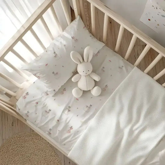 Borea Set Baby Crib Sheets Flannel Woods Pink 120x160cm
