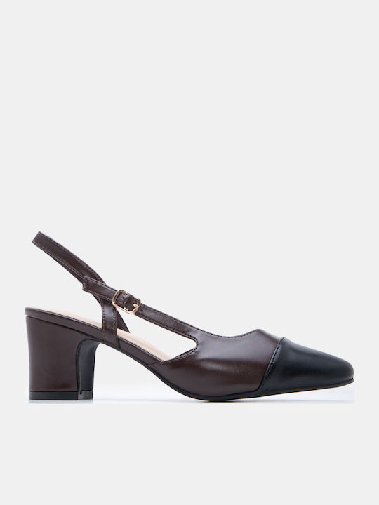 Luigi Pointed Toe Heels With Medium Brown Heel