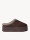 Καφέ Suede Clogs Πλατφόρμα Κεντητές Λεπτομέρειες