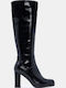 Wildleder Damenstiefel mit hohem Absatz Schwarz