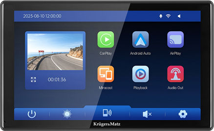Kruger & Matz 9-Zoll Multimedia-Hilfsbildschirm für das Dashboard Auto mit Apple CarPlay / Android Auto