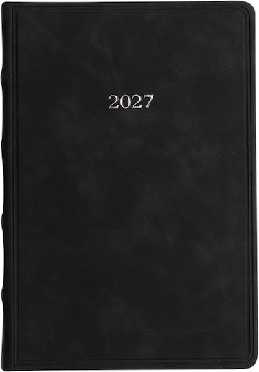 Type Center Daily Agenda A5 2027 Black Leather 14x20.5cm (with Personalization)
