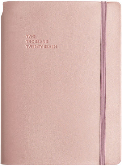 Type Center Ημερήσια Ατζέντα A5 2027 Ροζ Δερμάτινη 14x20.5εκ. (με Προσωποποίηση)